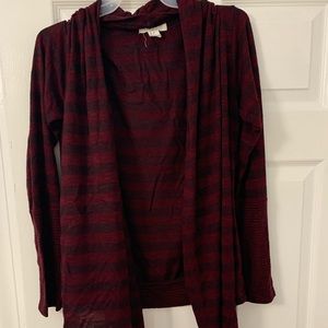 Maroon and red striped cardigan